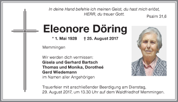 Traueranzeige von Eleonore Döring von Memminger Zeitung