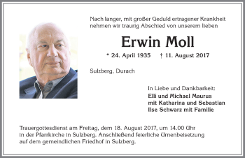 Traueranzeige von Erwin Moll von Allgäuer Zeitung,Kempten