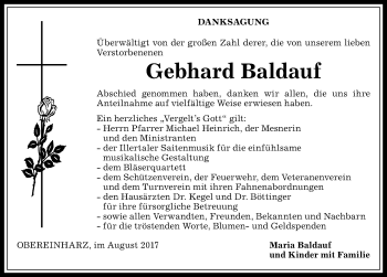 Traueranzeige von Gebhard Baldauf von Allgäuer Anzeigeblatt