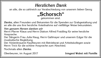 Traueranzeige von Georg Wobst von Allgäuer Zeitung, Kaufbeuren/Buchloe