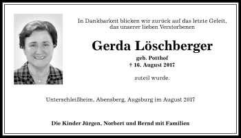 Traueranzeige von Gerda Löschberger von Allgäuer Zeitung