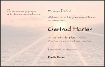 Traueranzeige von Gertrud Harter von Der Westallgäuer