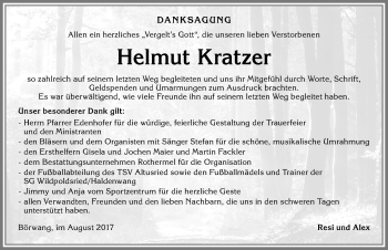 Traueranzeige von Helmut Kratzer von Allgäuer Zeitung,Kempten