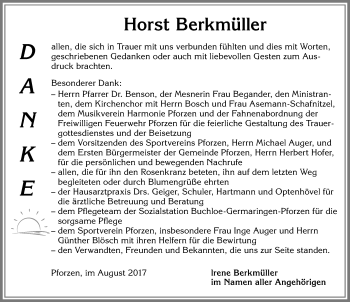 Traueranzeige von Horst Berkmüller von Allgäuer Zeitung, Kaufbeuren/Buchloe