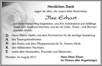 Traueranzeige von Ilse Erhart von Allgäuer Zeitung, Füssen