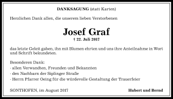 Traueranzeige von Josef Graf von Allgäuer Anzeigeblatt
