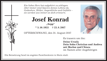 Traueranzeige von Josef Konrad von Allgäuer Anzeigeblatt