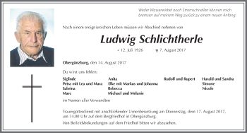 Traueranzeige von Ludwig Schlichtherle von Allgäuer Zeitung, Marktoberdorf