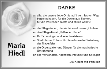 Traueranzeige von Maria Hiedl von Allgäuer Zeitung,Kempten