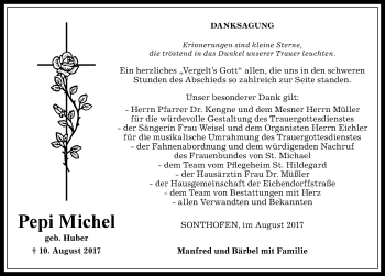 Traueranzeige von Pepi Michel von Allgäuer Anzeigeblatt