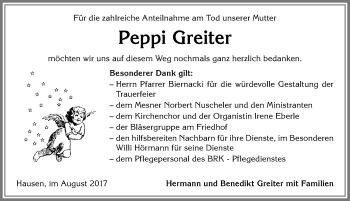 Traueranzeige von Peppi Greiter von Allgäuer Zeitung, Marktoberdorf