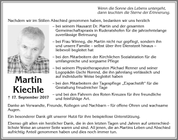 Traueranzeige von Martin Kiechle von Allgäuer Zeitung, Marktoberdorf