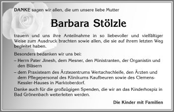 Traueranzeige von Barbara Stölzle von Allgäuer Zeitung