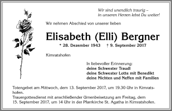 Traueranzeige von Elisabeth Bergner von Allgäuer Zeitung,Kempten