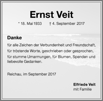 Traueranzeige von Ernst Veit von Memminger Zeitung