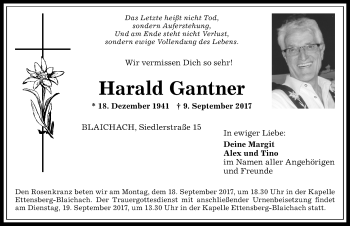 Traueranzeige von Harald Gantner von Allgäuer Anzeigeblatt