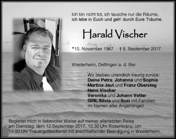 Traueranzeige von Harald Vischer von Memminger Zeitung