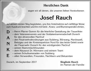 Traueranzeige von Josef Rauch von Allgäuer Zeitung,Kempten