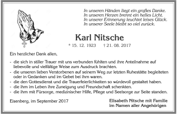 Traueranzeige von Karl Nitsche von Allgäuer Zeitung, Füssen