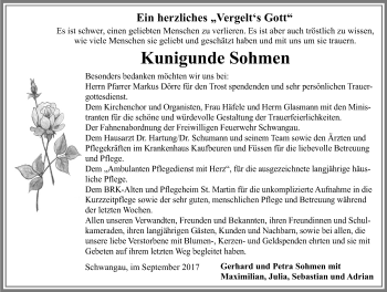 Traueranzeige von Kunigunde Sohmen von Allgäuer Zeitung, Füssen