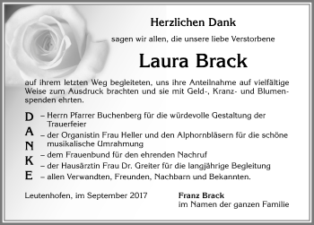 Traueranzeige von Laura Brack von Allgäuer Zeitung,Kempten