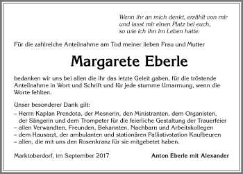 Traueranzeige von Margarete Eberle von Allgäuer Zeitung, Marktoberdorf