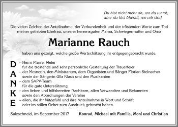 Traueranzeige von Marianne Rauch von Allgäuer Zeitung, Marktoberdorf