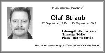 Traueranzeige von Olaf Straub von Allgäuer Zeitung,Kempten