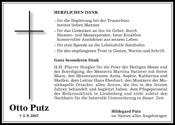 Traueranzeige von Otto Putz von Allgäuer Zeitung