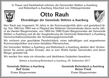 Traueranzeige von Otto Rauh von Allgäuer Zeitung, Marktoberdorf