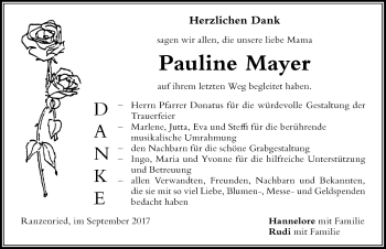 Traueranzeige von Pauline Mayer von Der Westallgäuer