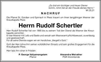 Traueranzeige von Rudolf Schertler von Memminger Zeitung