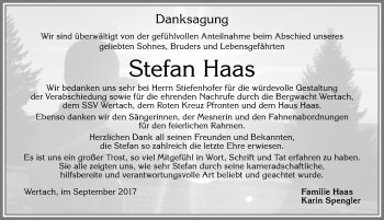 Traueranzeige von Stefan Haas von Allgäuer Zeitung, Gesamtausgabe