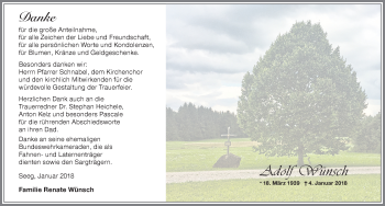 Traueranzeige von Adolf Wünsch von Allgäuer Zeitung, Füssen