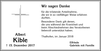 Traueranzeige von Albert Kible von Allgäuer Zeitung, Marktoberdorf