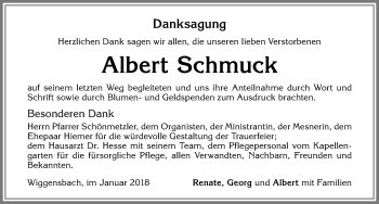Traueranzeige von Albert Schmuck von Allgäuer Zeitung,Kempten