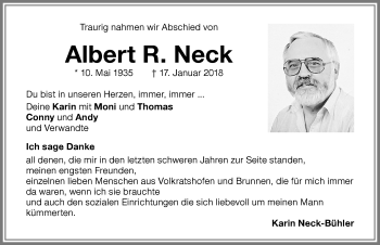 Traueranzeige von Albert R. Neck von Memminger Zeitung