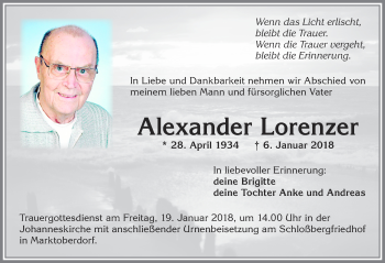 Traueranzeige von Alexander Lorenzer von Allgäuer Zeitung, Marktoberdorf