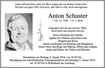 Traueranzeige von Anton Schuster von Allgäuer Zeitung, Marktoberdorf