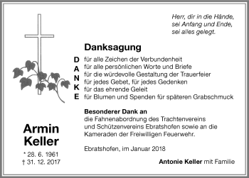 Traueranzeige von Armin Keller von Allgäuer Zeitung