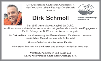 Traueranzeige von Dirk Schmoll von Allgäuer Zeitung, Kaufbeuren/Buchloe