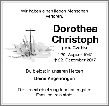 Traueranzeige von Dorothea Christoph von Memminger Zeitung