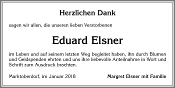 Traueranzeige von Eduard Elsner von Allgäuer Zeitung, Marktoberdorf
