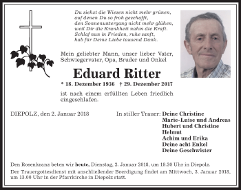 Traueranzeige von Eduard Ritter von Allgäuer Anzeigeblatt