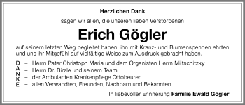 Traueranzeige von Erich Gögler von Memminger Zeitung