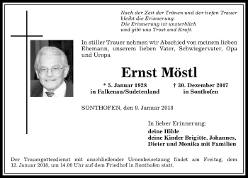 Traueranzeige von Ernst Möstl von Allgäuer Anzeigeblatt