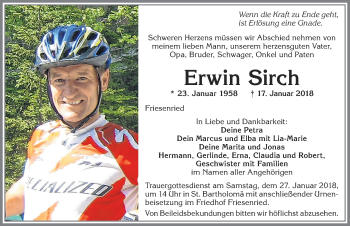 Traueranzeige von Erwin Sirch von Allgäuer Zeitung, Kaufbeuren/Buchloe
