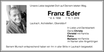 Traueranzeige von Franz Eder von Memminger Zeitung