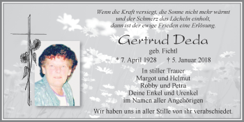 Traueranzeige von Gertrud Deda von Allgäuer Zeitung, Marktoberdorf