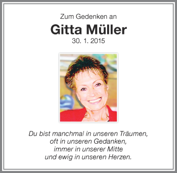 Traueranzeige von Gitta Müller von Memminger Zeitung